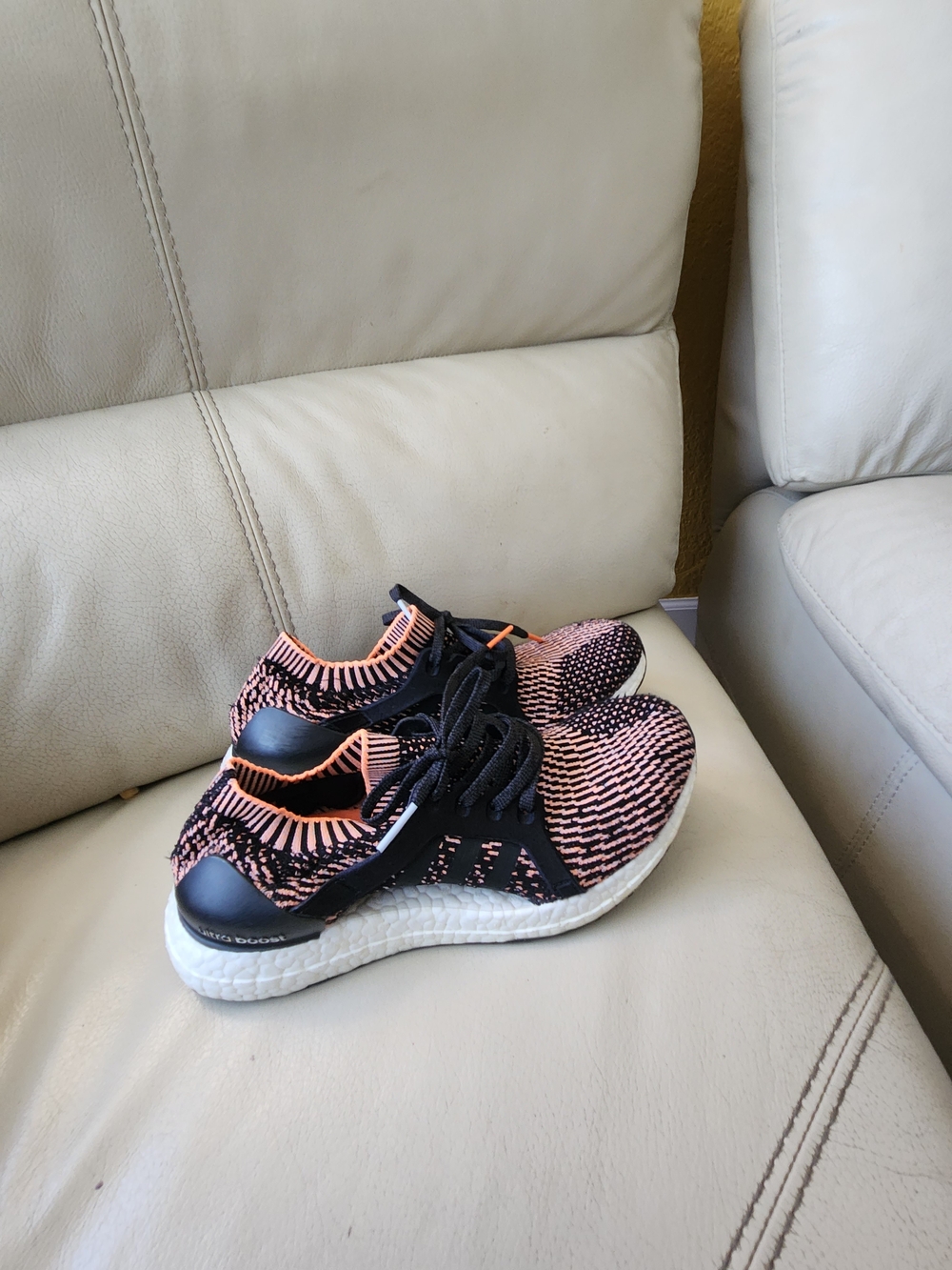 adidas Kids Black and Peach Knit Running Sneakers